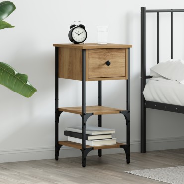 vidaXL Κομοδίνο από καρυδιά 34x36x70cm από επεξεργασμένο ξύλο 1 τεμ.