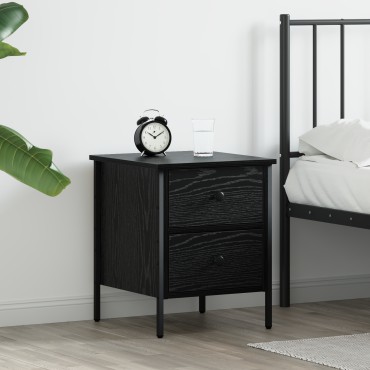 vidaXL Κομοδίνο Μαύρου Ξύλου 40x42x50cm Επεξεργασμένο Ξύλο 1 τεμ.