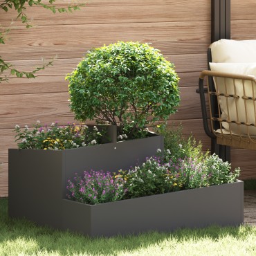 vidaXL Γλάστρα Μαύρη 80x80x50 εκ. Ψυχρό-κυλιόμενο Χάλυβα