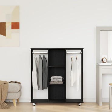 vidaXL Ντουλάπα με Ρόδες Μαύρη Δρυς 102x38x110cm Επεξεργασμένο Ξύλο