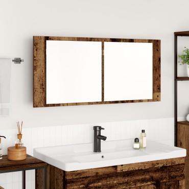 vidaXL Καθρέφτης LED Ντουλάπι Παλιό Ξύλο 100x12x45cm 1 τεμ.