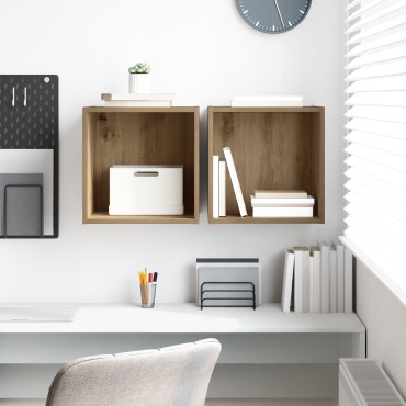 vidaXL Δύο τοίχοι από ξύλο 37x37x37cm από μηχανικά ξύλα