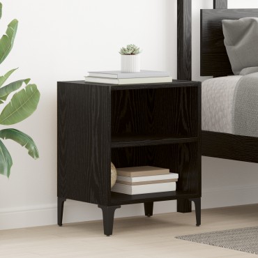 vidaXL κομοδίνο Μαύρος Δρυς 40x30x50cm Μηχανικά επεξεργασμένο ξύλο 1 τεμ.