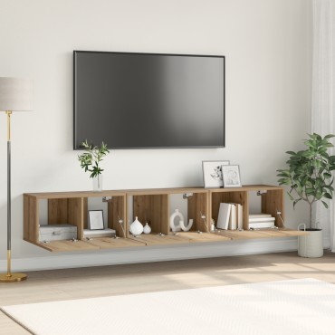 vidaXL Σετ Τραπέζι Τηλεόρασης Οξιά Τέχνης MDF, Βενιέρα Μεσαίο