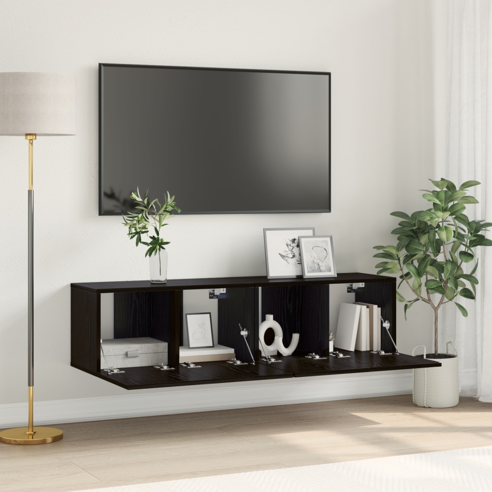 vidaXL Σετ Ντουλαπιών Τηλεόρασης Μαύρη Δρυς Επεξεργασμένο ξύλο Μικρό