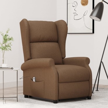vidaXL Πολυθρόνα με Ανύψωση Καφέ Υφασμάτινη 73x95x103cm 1 τεμ.