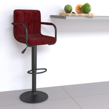 vidaXL Σκαμπό Μπαρ Μπορντό Βελούδινο 48x47x(90-111)cm 1 τεμ.