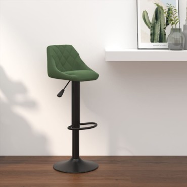 vidaXL Σκαμπό Μπαρ Σκούρο Πράσινο Βελούδινο 46x44x(82-103)cm 1 τεμ.