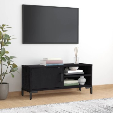 vidaXL Έπιπλο Τηλεόρασης Μαύρο 90x30x40cm από Μασίφ Ξύλο Πεύκου