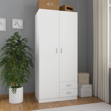 vidaXL Ντουλάπα Λευκή 80x52x180cm από Επεξ. Ξύλο 1 τεμ.