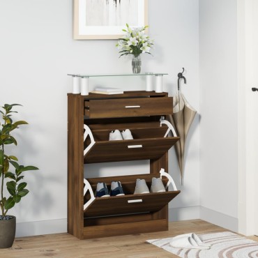 vidaXL Παπουτσοθήκη Καφέ Δρυς 63x24x104cm από Επεξεργασμένο Ξύλο