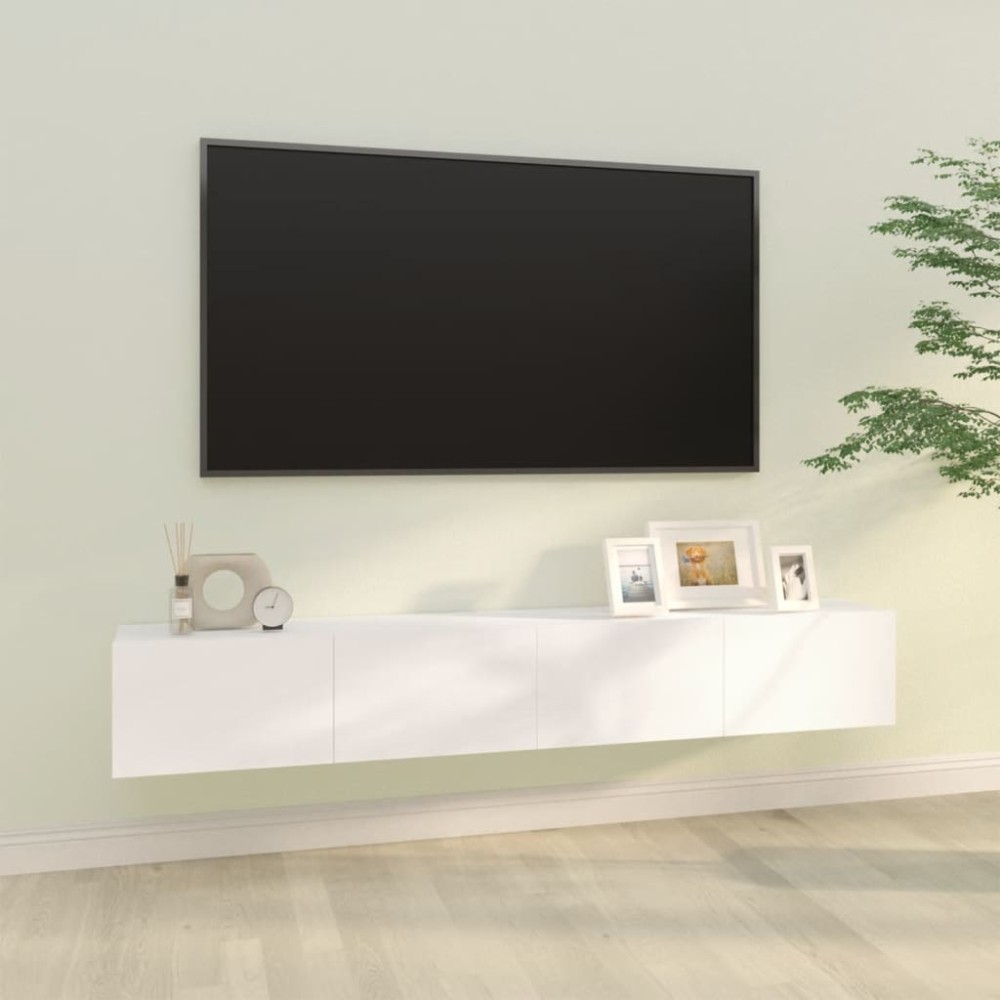 vidaXL Έπιπλα Τηλεόρασης Τοίχου 2 τεμ. Λευκά 100x30x30cm Επεξ. Ξύλο