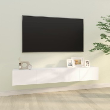 vidaXL Έπιπλα Τηλεόρασης Τοίχου 2 τεμ. Λευκά 100x30x30cm Επεξ. Ξύλο