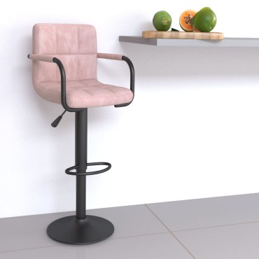 vidaXL Σκαμπό Μπαρ Ροζ Βελούδινο 48x47x(90-111)cm 1 τεμ.