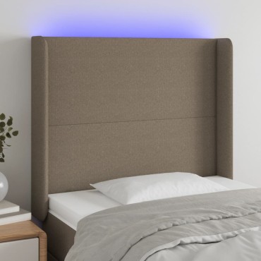 vidaXL Κεφαλάρι Κρεβατιού LED Taupe 93x16x118/128cm Υφασμάτινο 1 τεμ.