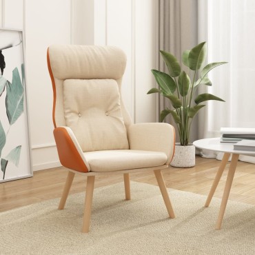 vidaXL Πολυθρόνα Relax Κρεμ από Ύφασμα και PVC 70x77x94cm 1 τεμ.
