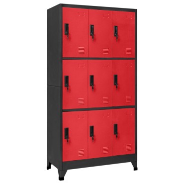 vidaXL Φοριαμός Ανθρακί / Κόκκινο 90x45x180cm Ατσάλινος 1 τεμ.