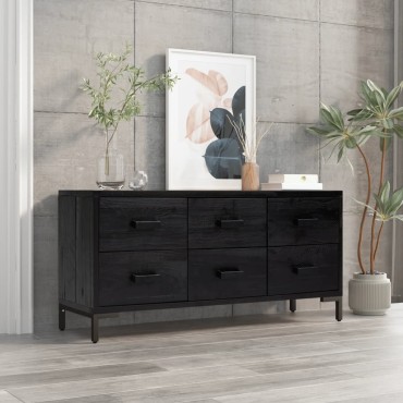 vidaXL Ντουλάπι Αποθήκευσης Μαύρο 110x30x45cm από Μασίφ Ξύλο Πεύκου 1 τεμ.