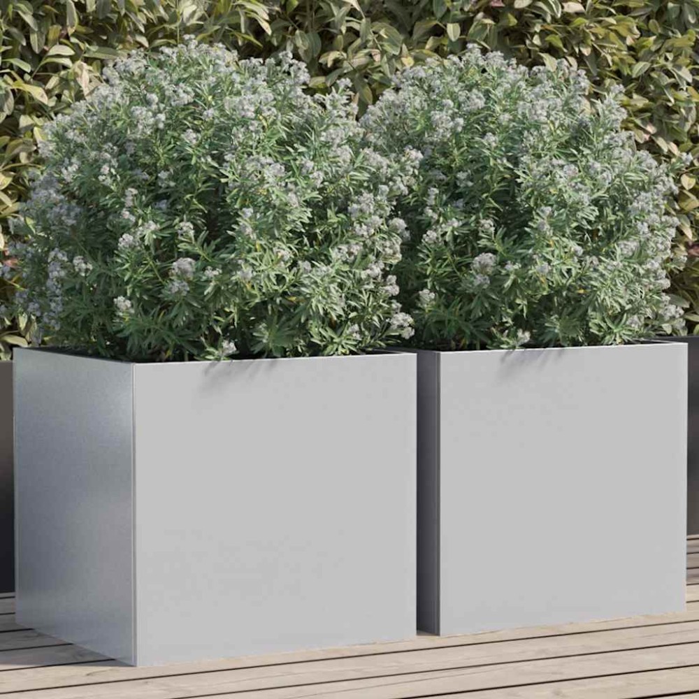 vidaXL Ζαρντινιέρες 2 τεμ. Ασημί 42 x 40 x 39 εκ. Γαλβανισμένο Χάλυβα
