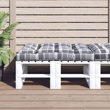 vidaXL Μαξιλάρι Παλέτας Γκρι Καρό 120x80x12cm Υφασμάτινο