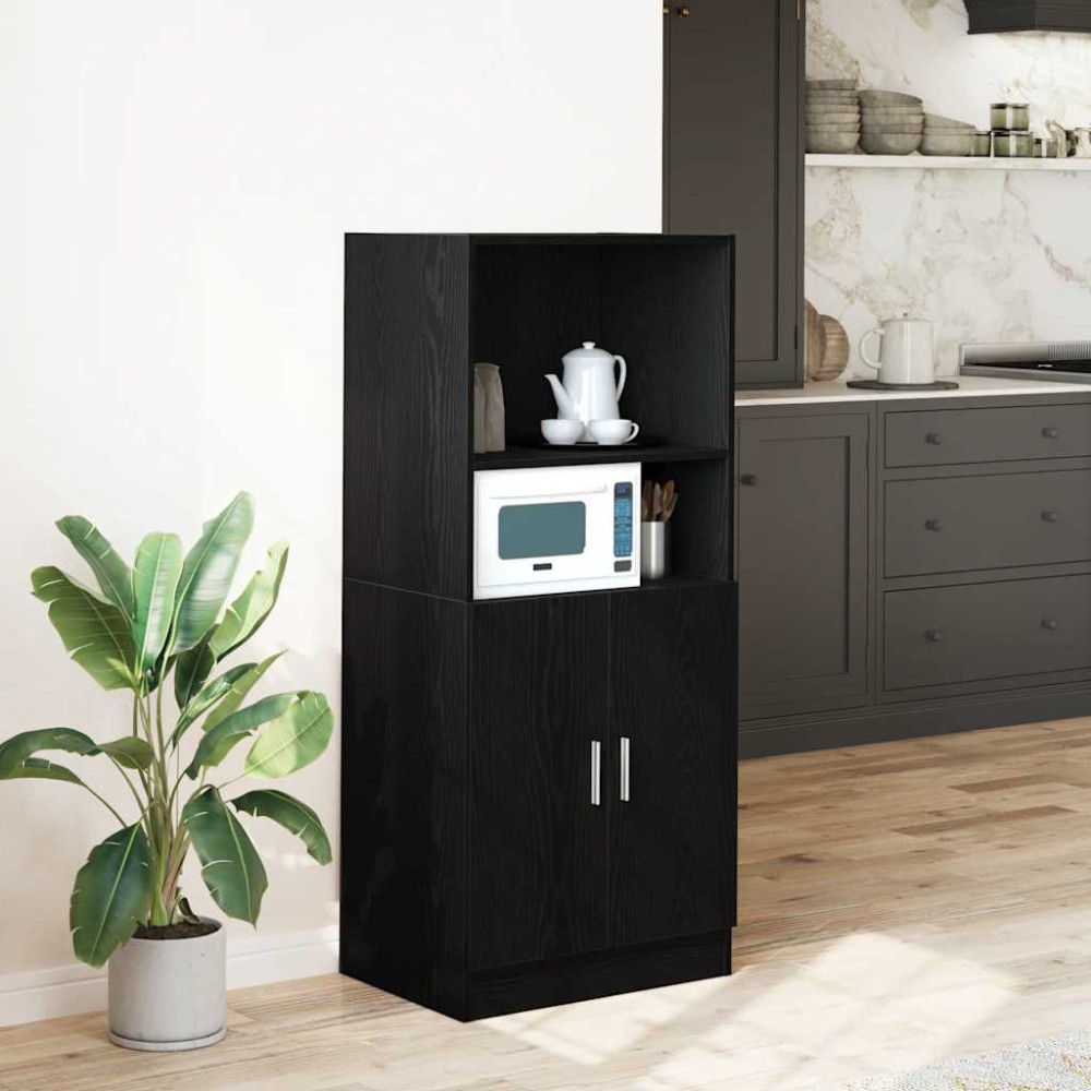 vidaXL Στήλη Κουζίνας Μαύρη 57x41,5x131,5cm από Επεξεργασμένο Ξύλο