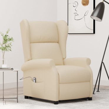 vidaXL Πολυθρόνα με Ανύψωση Κρεμ Υφασμάτινη 73x95x103cm 1 τεμ.