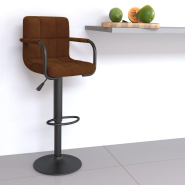 vidaXL Σκαμπό Μπαρ Καφέ Βελούδινο 48x47x(90-111)cm 1 τεμ.
