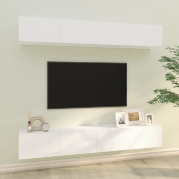 vidaXL Έπιπλα Τηλεόρασης 4 τεμ. Λευκά 100x30x30cm