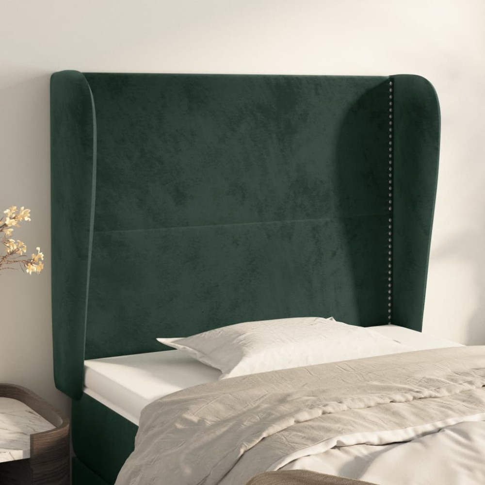 vidaXL Κεφαλάρι με Πτερύγια Πράσινο 83x23x118/128cm Βελούδινο 1 τεμ.