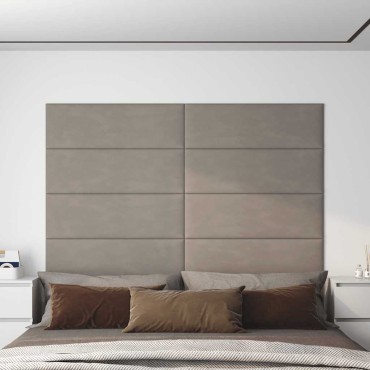 vidaXL Πάνελ Τοίχου 12 τεμ. Ανοιχτό γκρι 90 x 30 εκ. 3,24 μ² Βελούδο