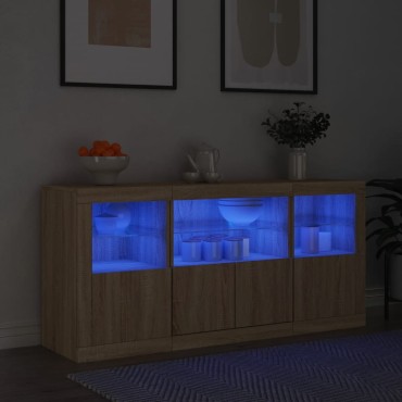 vidaXL Ντουλάπι με LED Sonoma Δρυς 142,5x37x67cm 1 τεμ.