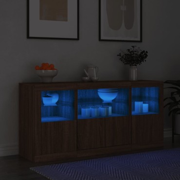 vidaXL Ντουλάπι με LED Καφέ Δρυς 142,5x37x67cm 1 τεμ.