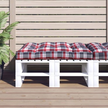 vidaXL Μαξιλάρι Παλέτας Κόκκινο Καρό 120x80x12cm Υφασμάτινο