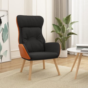 vidaXL Πολυθρόνα Relax Μαύρη από Ύφασμα και PVC 70x77x94cm 1 τεμ.
