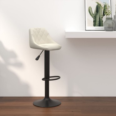 vidaXL Σκαμπό Μπαρ Κρεμ Βελούδινο 46x44x(82-103)cm 1 τεμ.