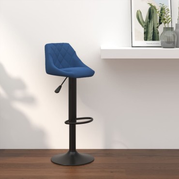 vidaXL Σκαμπό Μπαρ Μπλε Βελούδινο 46x44x(82-103)cm 1 τεμ.