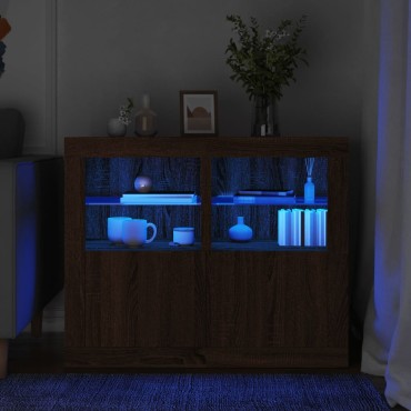 vidaXL Ντουλάπια με Φώτα LED 2 τεμ. Καφέ Δρυς από Επεξεργασμένο Ξύλο 41x37x67cm