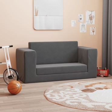 vidaXL Καναπές/Κρεβάτι Παιδικός Διθέσιος Ανθρακί Μαλακό Βελουτέ Ύφασμα 84x104x34cm 1 τεμ.