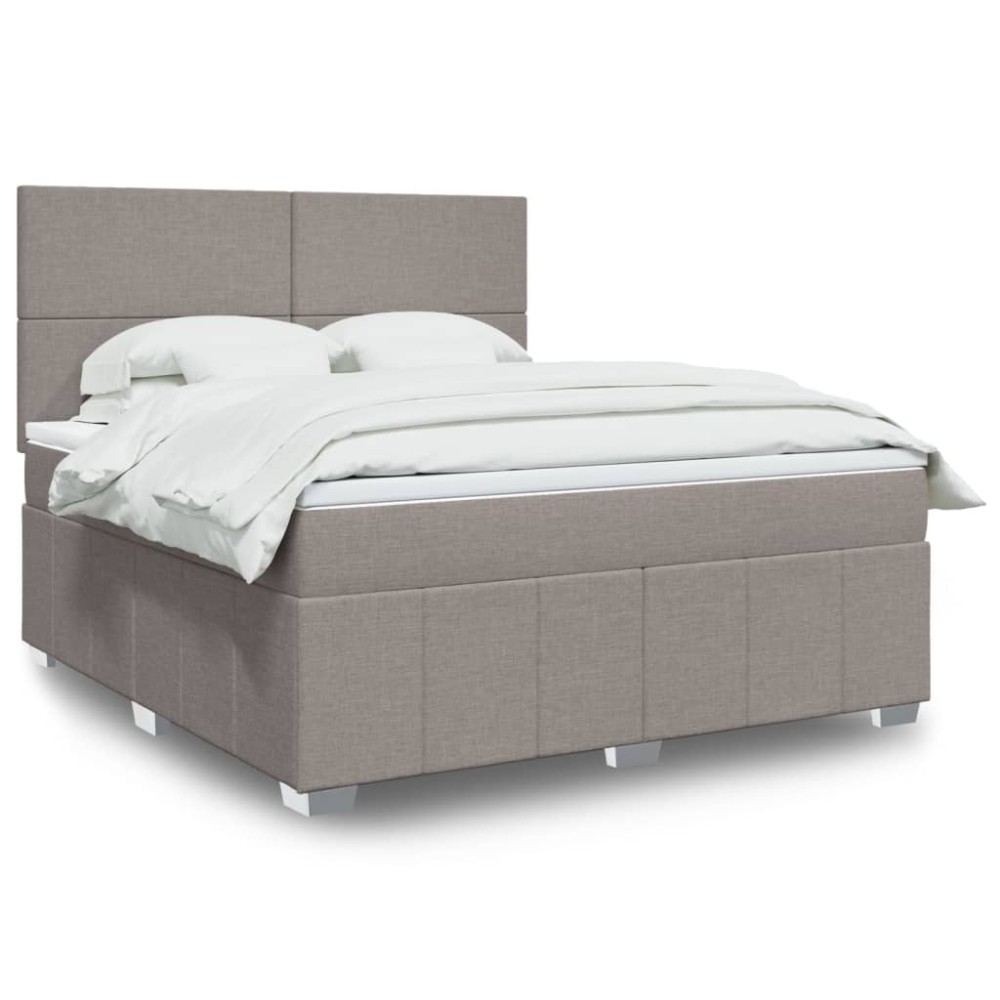 vidaXL Κρεβάτι Boxspring με Στρώμα Taupe 180x200 εκ. Υφασμάτινο