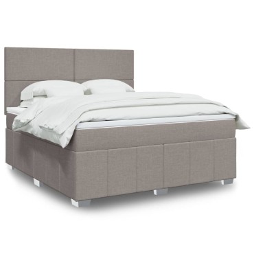 vidaXL Κρεβάτι Boxspring με Στρώμα Taupe 180x200 εκ. Υφασμάτινο