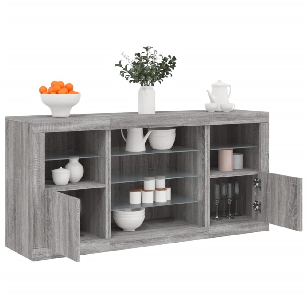 vidaXL Μπουφές με LED Γκρι Sonoma 142,5x37x67cm 1 τεμ.