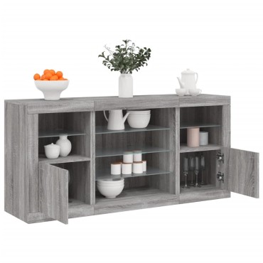 vidaXL Μπουφές με LED Γκρι Sonoma 142,5x37x67cm 1 τεμ.