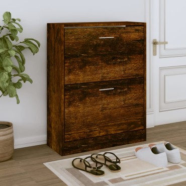 vidaXL Παπουτσοθήκη Καπνιστή Δρυς 63x24x81cm από Επεξεργασμένο Ξύλο