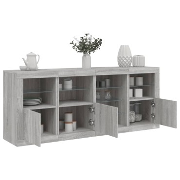 vidaXL Μπουφές με LED Γκρι Sonoma 164x37x67cm 1 τεμ.