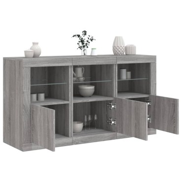 vidaXL Μπουφές με LED Γκρι Sonoma 123x37x67cm 1 τεμ.