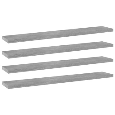 vidaXL Ράφια Βιβλιοθήκης 4 τεμ. Γκρι Σκυροδ. 60x10x1,5cm Επεξ.Ξύλο