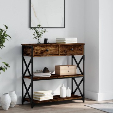 vidaXL Τραπέζι Κονσόλα Καπνιστή Δρυς 75x28x75cm Επεξεργ. Ξύλο 1 τεμ.