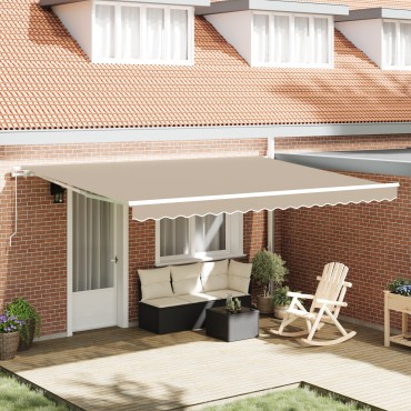 vidaXL Χειροκίνητη Ανασυρόμενη Τέντα Μπεζ 450x350 εκ.