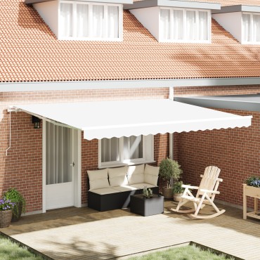 vidaXL Χειροκίνητη Ανασυρόμενη Τέντα Λευκή 450x350 cm