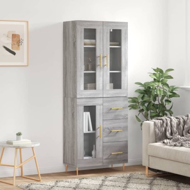 vidaXL Ντουλάπι Γκρι Sonoma 69,5x34x180cm Επεξεργασμένο Ξύλο 1 τεμ.